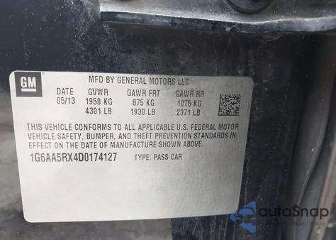 2013 Cadillac Ats Standard из США, поврежденный, VIN 1G6AA5RX4D0174127